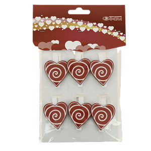 Декор Сердца на прищепке 6шт 3-0071 000000000001184954