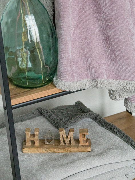 Плед 150x200см DE'NASTIA twinsoft сиреневый/серый шенилл/шерпа полиэстер 000000000001229830