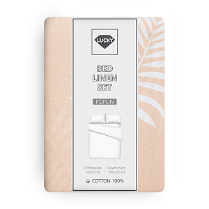 Комплект постельного белья 2,0сп LUCKY ЛИСТ (пододеяльник, наволочки 50х70см-2шт) персиковый поплин хлопок-100% 000000000001215970