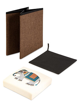 Пуфик куб 35х35х35см складной этно слон бежево-коричневый лен 000000000001226421