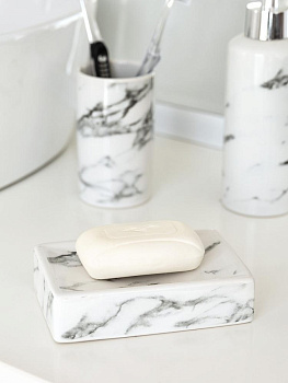 Мыльница DE'NASTIA мрамор белый/серый керамика 000000000001213504