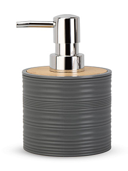 Диспенсер для мыла 250мл 13,3х8,8см серый полипропилен/бамбук 000000000001226610