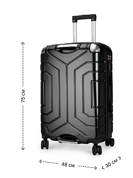 Чемодан на колесах L (48х30х75см) соты черный PC 000000000001226581