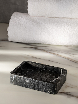 Мыльница DE'NASTIA Мрамор темно-серый полирезина 000000000001218896