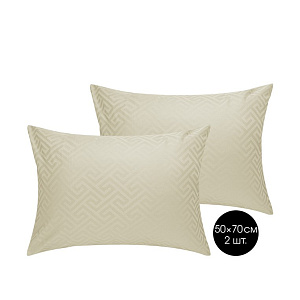Наволочки 50х70см-2шт DE'NASTIA JQ меандр оливковый сатин хлопок-100% 000000000001215610