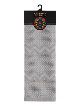 Полотенце кухонное 35x70см DE'NASTIA вафля зиг-заг тёмно-серый хлопок 100% 000000000001213581