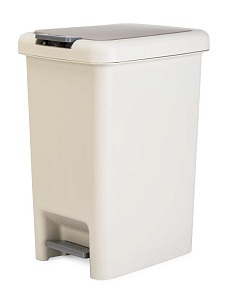 Контейнер для мусора 24х18х30см 6,5л LUCKY с педалью бело-серый пластик 000000000001229576