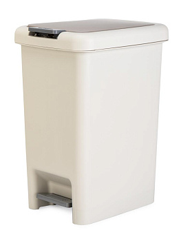 Контейнер для мусора 24х18х30см 6,5л LUCKY с педалью бело-серый пластик 000000000001229576