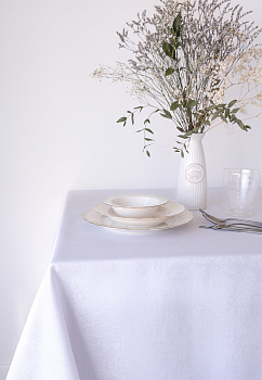 Скатерть 140x200см DE'NASTIA эффект потертости белый жаккард полиэстер 000000000001211731
