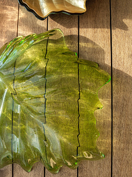 Блюдо сервировочное 23см EFE GLASS Лист прозрачное зеленый стекло 000000000001213523