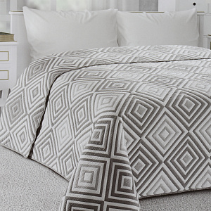 Покрывало 185x220см DE'NASTIA ромб большой светло-серое жаккард 55% хлопок 45% полиэстер 000000000001203207