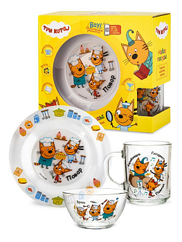 Набор детской посуды 3 предмета ND PLAY Три кота Профессии стекло 000000000001224690