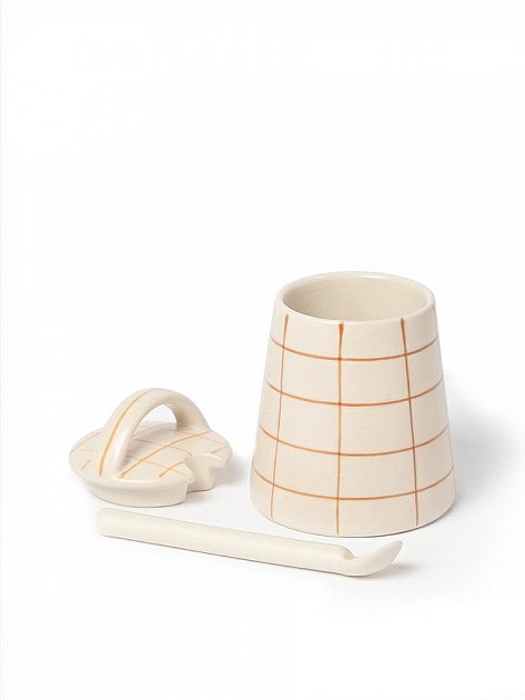 Сахарница с ложкой 200мл DE'NASTIA lattice коричневый керамика 000000000001231352