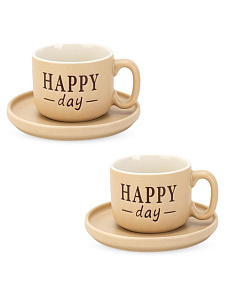 Набор чайный 4 предмета 220мл Happy beige керамика A0090-1 000000000001235034