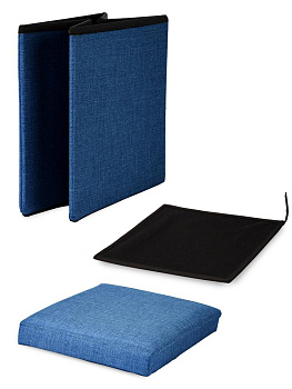 Пуфик складной 30х30х30см куб синий рогожка 000000000001226405