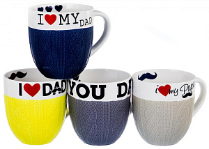 Кружка фарфор 500мл микс 4 декора подарочная упаковка ПАПА Balsford 137-09003 000000000001193959