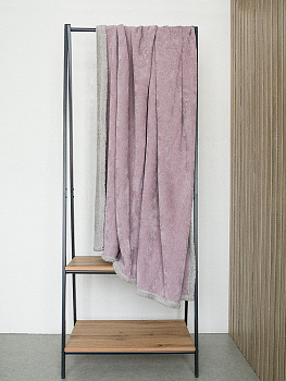 Плед 200x220см DE'NASTIA twinsoft сиреневый/серый шенилл/шерпа полиэстер 000000000001229832