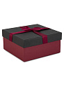 Коробка подарочная 21x21x11см РУТАУПАК бант черный-бордовый картон 000000000001222336