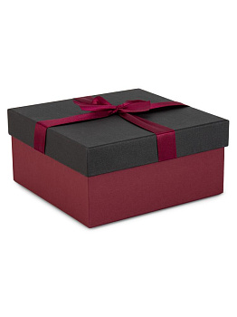 Коробка подарочная 21x21x11см РУТАУПАК бант черный-бордовый картон 000000000001222336