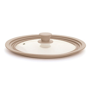 Крышка 24/26/28см DE'NASTIA бежевый стекло/силикон 000000000001219662