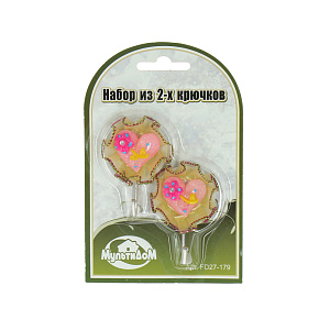 Набор крючков Сердечки в рюше Мультидом, пластик, металл, 2 шт. 000000000001126889