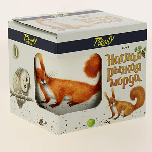 Кружка костяной фарфо 380 мл,  Наглая рыжая морда Белка в подарочной коробке,КРС-767 000000000001193674