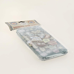 Подарочная коробочка Новогодние игрушки Конверт для денег из черного окрашенного металла 16,6х7,6х1см 81408 000000000001201751