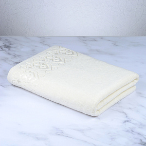 Полотенце махровое 70х130см DINA ME Итальянский бордюр молочное плотность 480гр/м 100%хлопок 000000000001210315