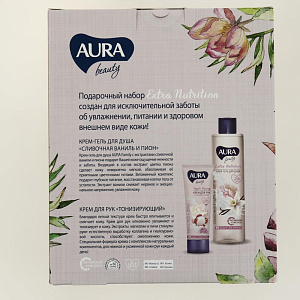Набор подарочный Aura Beauty Extra Nutrition Крем-гель для душа Сливочная ваниль и Пион 250мл + Крем для рук Тонизирующий 75мл 10482 000000000001202556