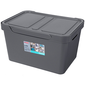 Ящик 38х27,6х22см 18л ECONOVA LUXE универсальный с крышкой серый пластик 000000000001206129