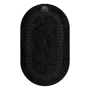 Коврик для ванной 60x100см DE'NASTIA овал кружево2 черный хлопок 100% 000000000001219251
