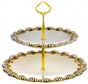 Этажерка-конфетница 2-х ярусная 22х22х3см/28,5х28,5х3см BALSFORD фарфор 000000000001194022