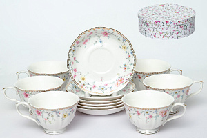 Набор чайный 12шт 6чашек 250мл/6блюдец фарфор Паскаль подарочная упаковка Золото Balsford 174-42002 000000000001197933