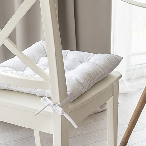 Подушка на стул 40х40см DE'NASTIA белый велюр полиэстер 000000000001218943