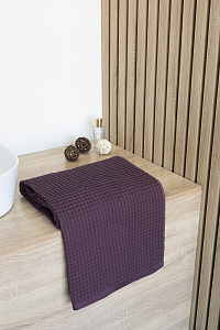 Полотенце вафельное 90x150см DE'NASTIA для бани/сауны 300гр марсала хлопок 000000000001228548