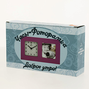 Часы настольные 6409  фоторамка, голубые 000000000001158337