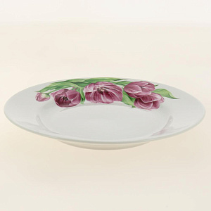 Тарелка фарфор десертная 200 мм супадкий край Розовые тюльпаны,092962 000000000001193476