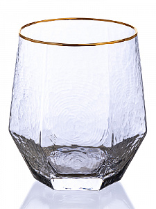 Стакан 390мл LUCKY Ледяной прозрачный с золотой каймой стекло 000000000001210473