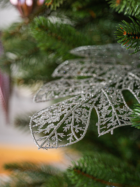 Декоративное украшение Рождественский орнамент Лист серебрянный 17х30,5см 3шт MANDARIN полистерол 000000000001209335