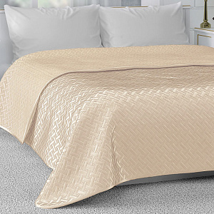 Покрывало 200х240см DE'NASTIA Палермо двустороннее геометрия атласное/матовое молочное 100% полиэстер 000000000001209274