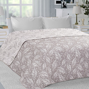 Покрывало 260x240см DE'NASTIA Тропики2 3слоя серое жаккард 55%хлопок 45%полиэстер 000000000001212613