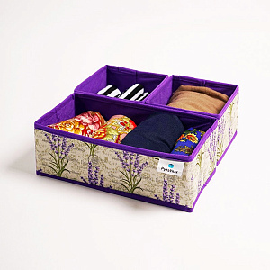 Набор органайзеров для хранения 3шт 28x14x10см РУТАУПАК ЛАВАНДА без крышки ткань 000000000001211969