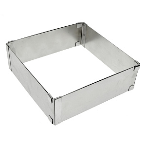 Форма кулинарная 15-28см МУЛЬТИДОМ Квадрат для выпечки коржей.Размер регулируется. Блюда не пригорают,легко отстают от стенок формы. Нержавеющая сталь 000000000001211285