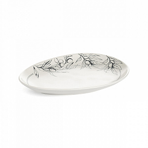 Набор тарелок обеденных 4шт 24,7x19,5x2,7см DE'NASTIA Оливки черно-белый фарфор 000000000001225120