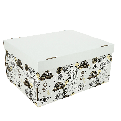 Коробка для хранения Черепашки 370x280x180мм белый/бурый Крышка-дно Т23 Е Д20104/№2 000000000001205101
