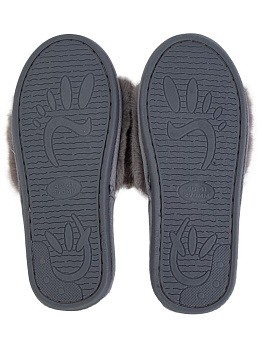 Тапочки домашние 40-41 женские меховые открытые серый полиэстер/ПВХ 000000000001228874