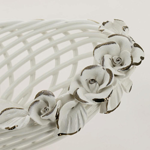 Конфетница 9х28х15см ПОВОД Ладья с лепкой белая керамика 000000000001171111