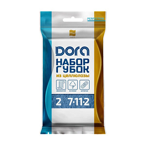 Губки 11х7х2см-2шт DORA ВОЛНА с усиленным абразивом целлюлоза 000000000001223307