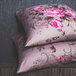 Комплект постельного белья евро DE'NASTIA Сатин Элегия (панно) 70x70см-2шт C010405 000000000001123876