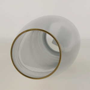 Ваза стеклянная бочка высотой 26 см, Тонировка Перламутр Металлик, золотой ободок.7736/250/rt502 000000000001191044